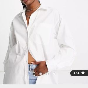 ASOS curve oversized white button down blouse